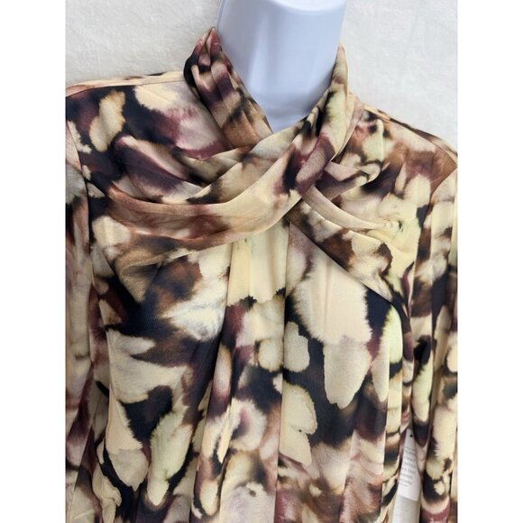 ELOQUII Women's Watercolor Print Mesh Cross Neck Shirt Size 14-16 NWT - Picture 12 of 12